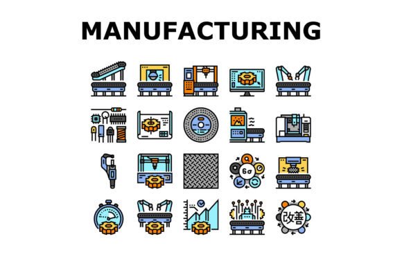 Download Manufacturing Industry Factory Icons Set - Manufacturing Collection