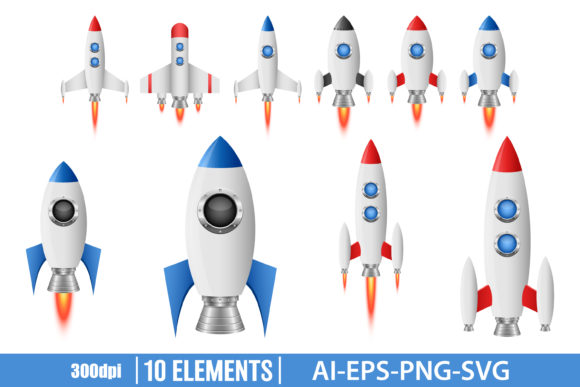 Download Rocket Spaceship Clipart Set - Space Collection