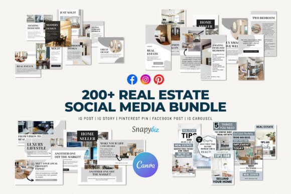 Download Real Estate Social Media Canva Bundle - Estate Collection