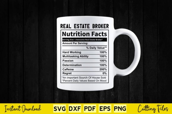 Download Funny Real Estate Broker Nutrition Facts - Premium Bundle